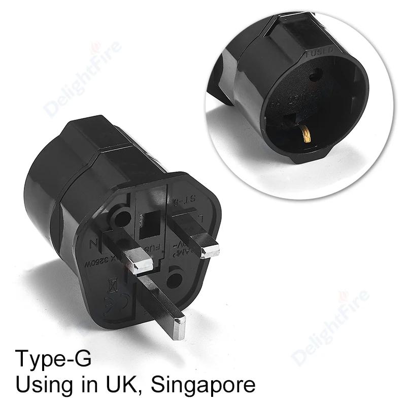Universal Copper Korea Germany Russia EU To UK Power Adapter European To British Singapore Malaysia Converter Type G Fused Plug