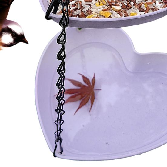 Hanging Bird Feeder for Outdoors Two-Tier Wild Bird Feeder Heart Shaped Seeds And Water Feeder Tray for Outside Garden Patio Deck Yard