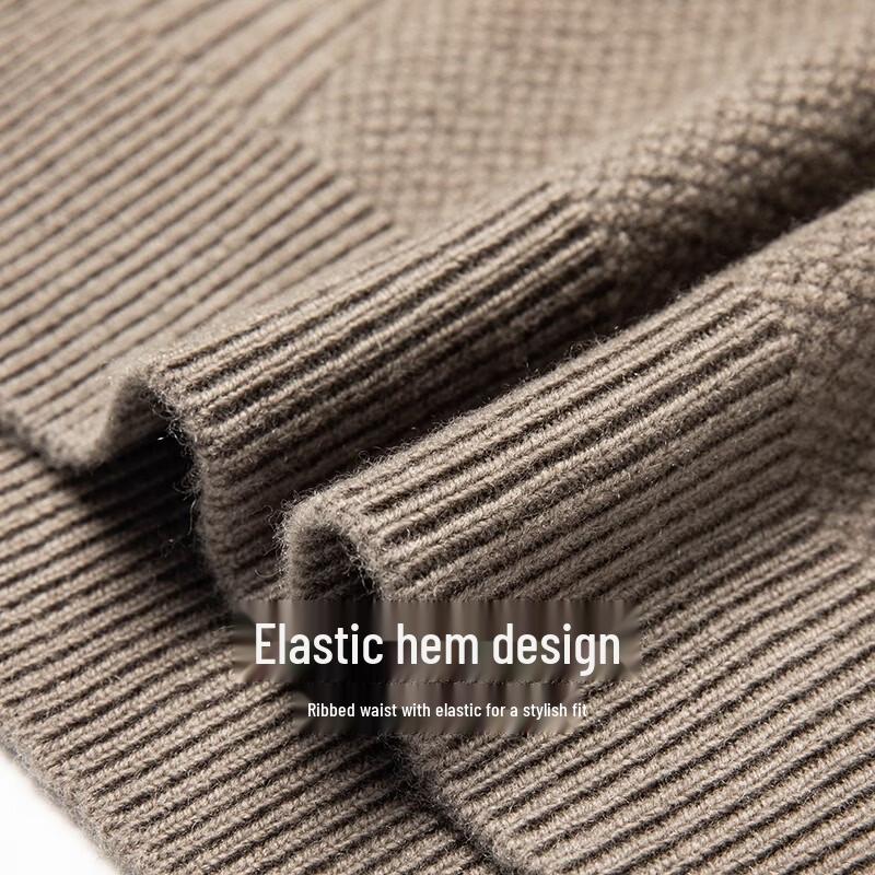 Yalu Men's Pure Wool Crew Neck Knit Sweater