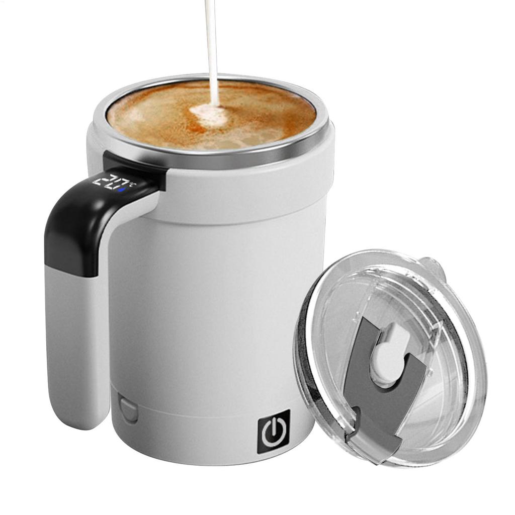 Automatic Stirring Cup 380ml Stirring Coffee Cup Electric Magnetic Rechargeable with Temp Display Stirrer for Home Office Trips