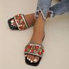 Summer Women Shoes Outdoor Open Toe Shiny Rhinestone Women's Slippers Large Size Flat female Slippers Women's Sandals