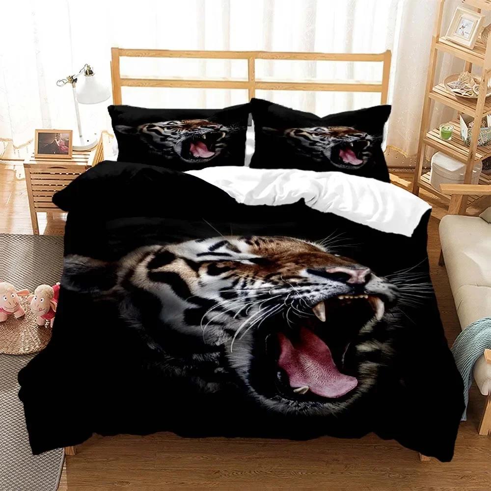 Tiger pattern Digital Print Comfortable Duvet Quilt Cover Pillowcase Bedding Set Children Bedroom Decoration Home Textile