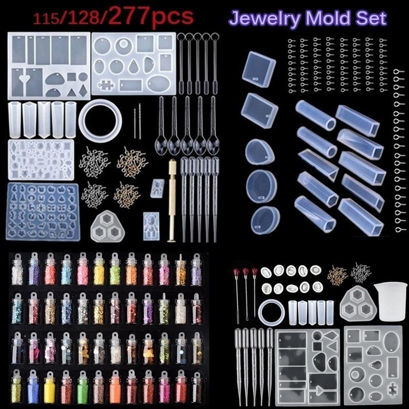 115/128/277PCS Silicone DIY Jewelry Mold Pendant Mould Making Craft Kit