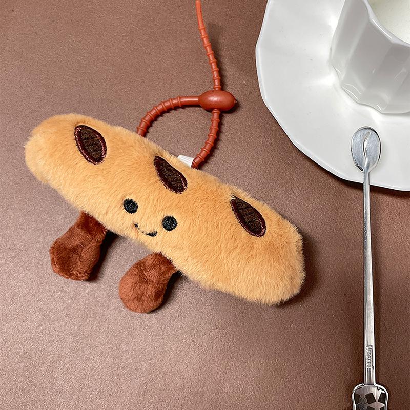 Niedliche Lebensmittel-Plüsch-Schlüsselanhänger Hängende Accessoires Croissant Baguette Brezel Brotsammlung Dekorative Anime-Schlüsselanhänger Geschenk für Kinder