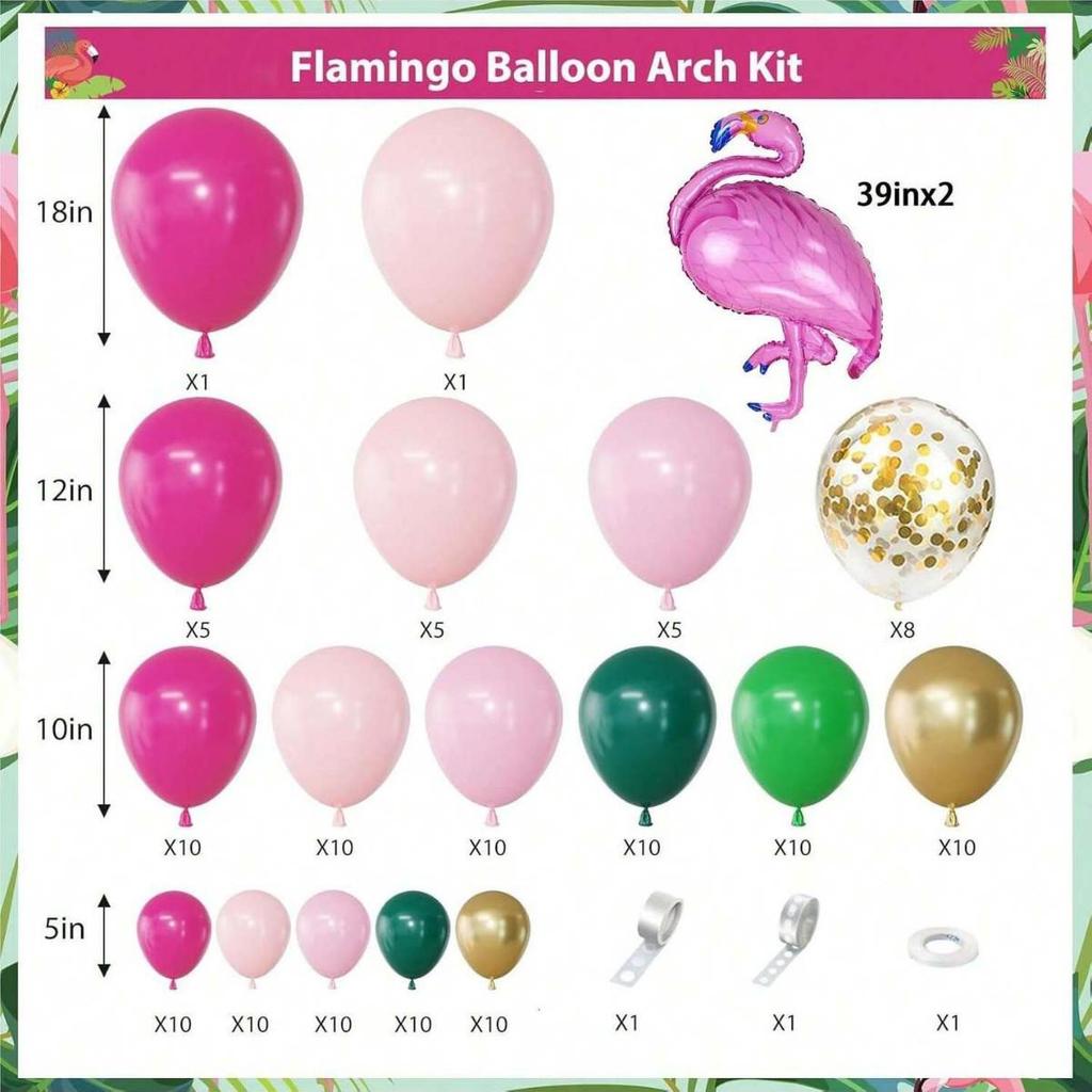 Flamingo Hawaiian Summer Party Balloon Arch Set