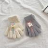 Kinderhandschuhe Herbst und Winter Warm Liebe Lutscher Fünffingerhandschuhe für Mädchen mit Samt und Verdickung