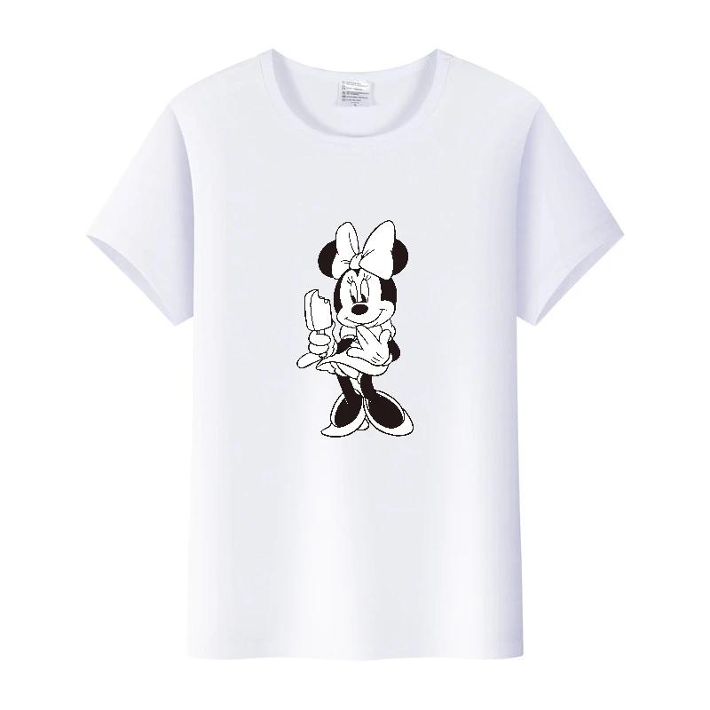 Fashion Summer Blouses T-shirt White 2000s Tees Cartoon Minnie Tshirt Mickey Mouse Tops Graphic Clothes Unisex