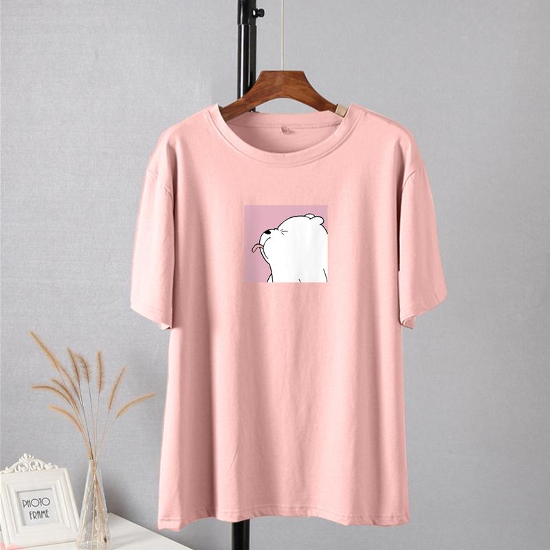 Shellsuning Oversized Cute Printed T Shirts for Women Summer New Basic Couple Clothes Fashion Casual Loose Vintage Cotton Tshirts Female Harajuku Tops