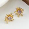 25th Anniversary Zircon Flower Studs: Micro-Paved Luxury 925 Silver Earrings