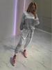 European & American Women's Casual Sprinkle Stripe Top & Drawstring Pants Set - 2025 Collection