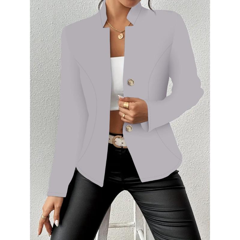 Women S Slim Fit Solid Color Long Sleeve Blazer Jacket
