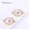 Trendy Gold Plated Shell Connector Charms For Necklace Jewelry Findings,Inlaid Zircon Round Connector Pendants DIY Accessories