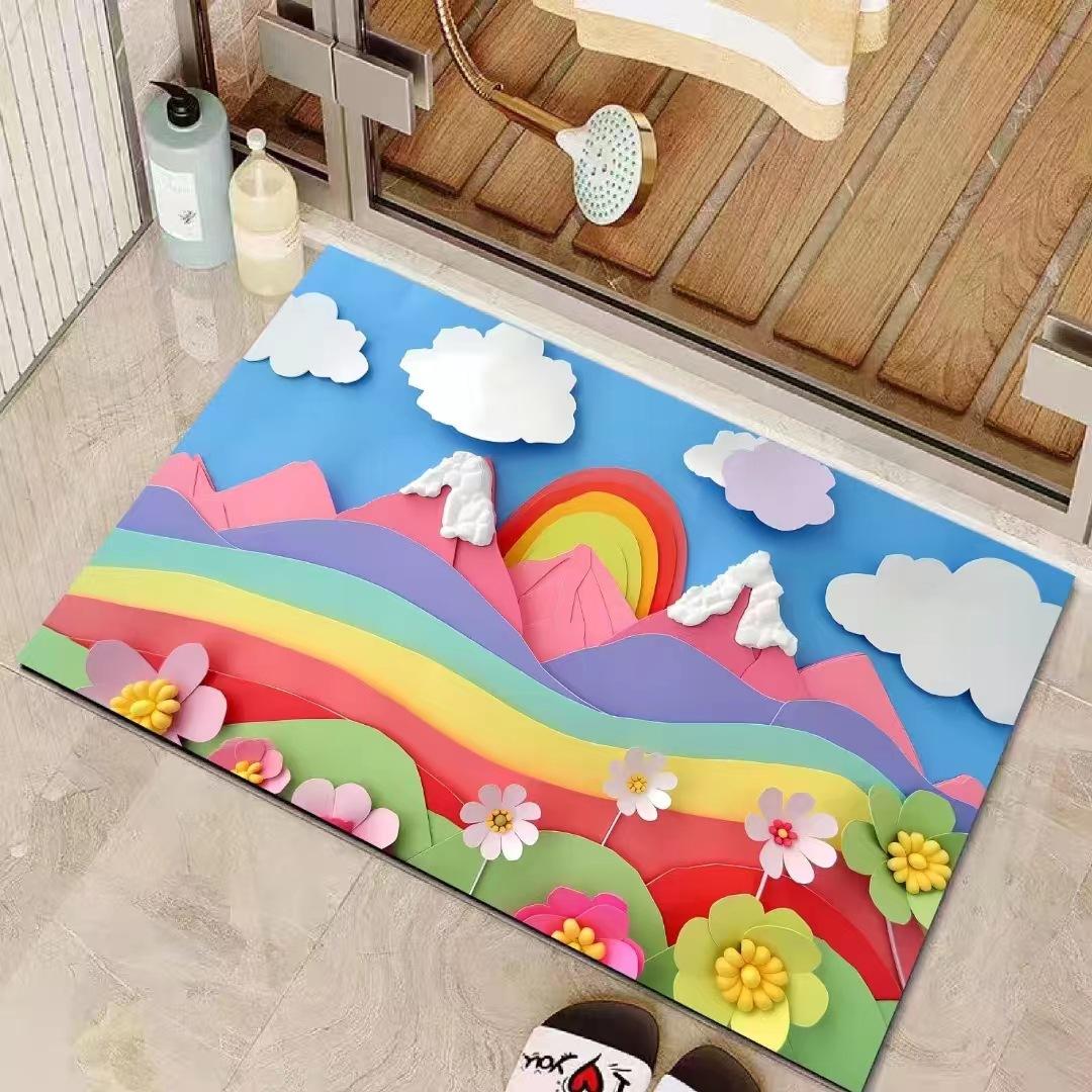 

Радужная серия Коврик для ванной комнаты Водопоглощающий Быстросохнущий Туалет Нескользящий 40*60cm