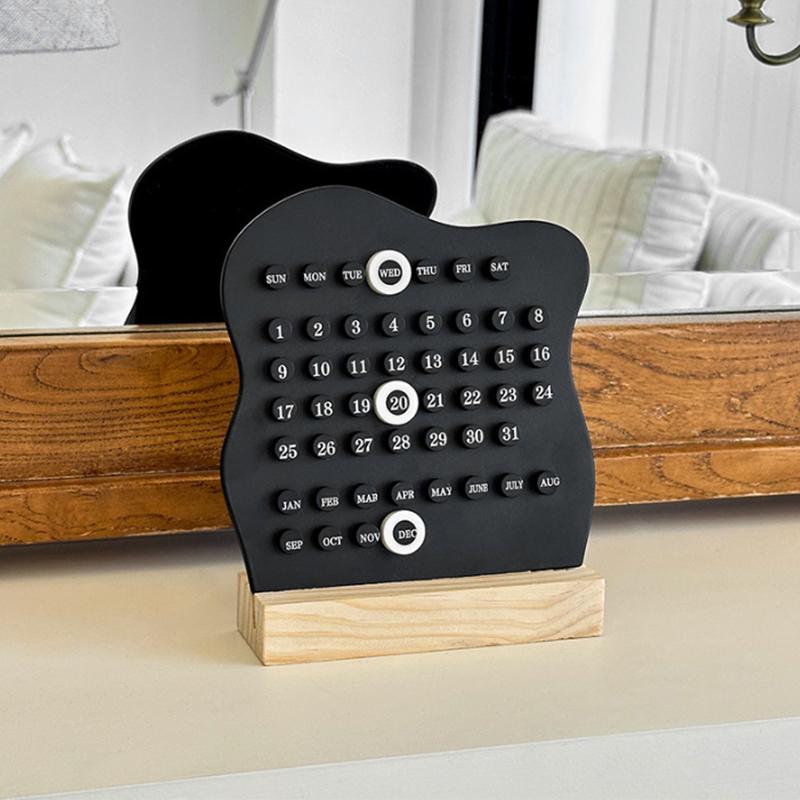 1 stk Tre Evighetskalender Montessori-kalender Søt Bordkalender Justerbar Uke Måned Dato Visningskalender Hjemmekontor Skrivebord