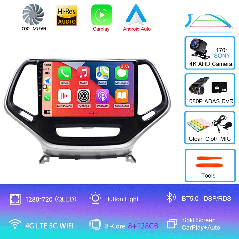for Jeep Cherokee 5 KL 2014 - 2020 Car Radio Stereo Multimedia Video Player GPS DSP BT No 2din Head Unit CarPlay Android 14