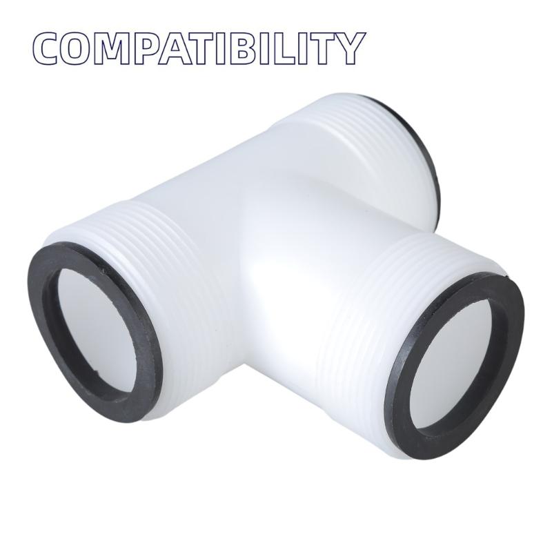 Pool Hose Adapter Connector Replacement T Splitter with 3 Rings Connectors 1.5in Valves to 1.5in Hose for Swimming Pool