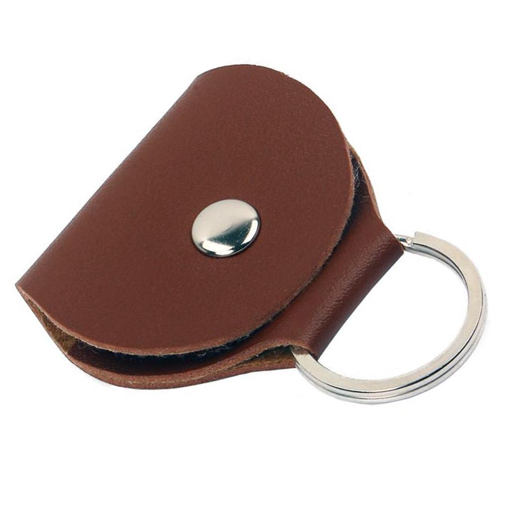 Gitarrenplektrum-Haltertasche PU Einfach Tragbar Multifunktional Gitarrenplektrum-Tasche Schlüsselanhänger Geschenke Braun