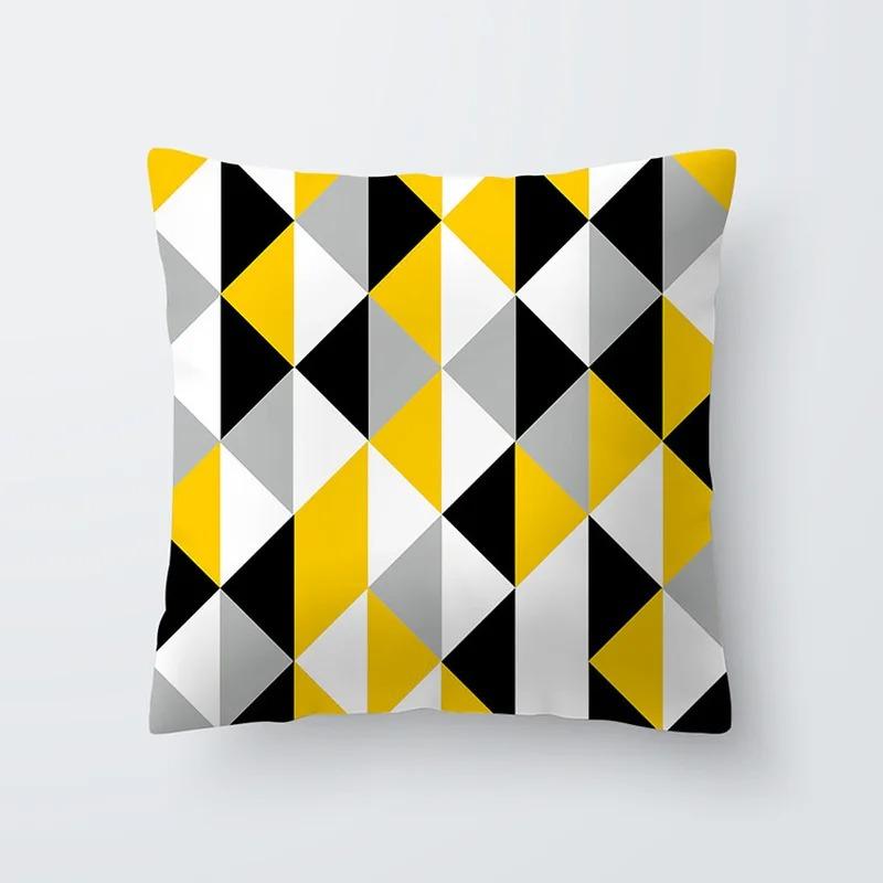 Yellow Geometric Decorative Pattern Pillowcase Office Living Room Home Pillowcase Car Ornaments