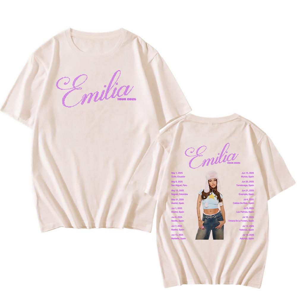 Emilia Mernes Tour 2025 T-shirt Women Fashion Cotton Short Sleeve Tees MP3 Hip Hop Casual Street Wear Unisex Clothing Over Sized