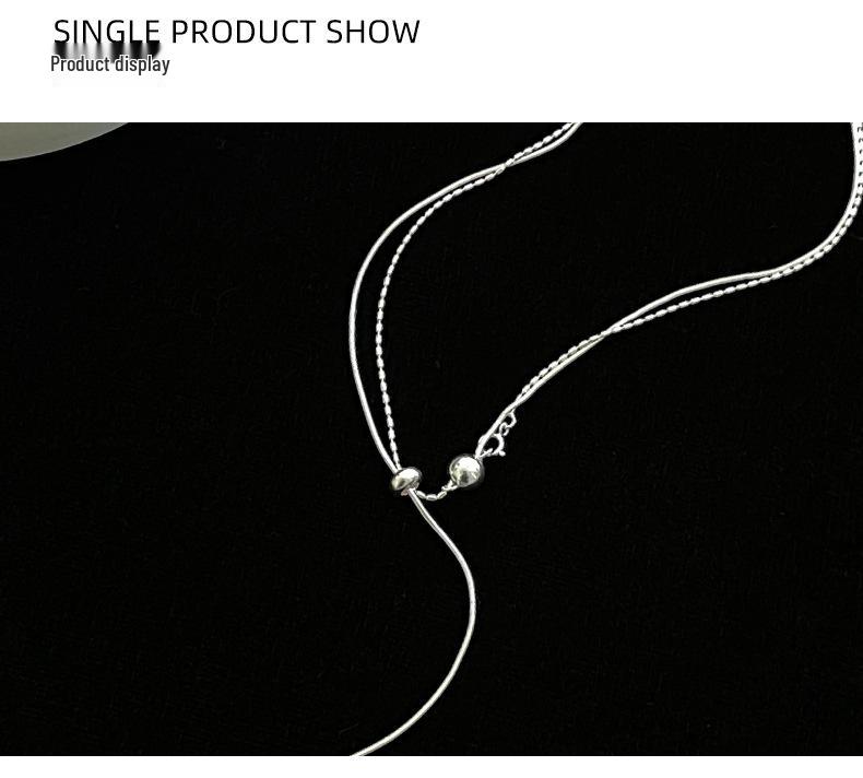 Banyan Tree S925 Silber Doppellagige Asymmetrische Kugel Pullover Halskette - Koreanischer Stil, Herbst/Winter Kollektion für Damen
