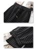 Women's 2024 Winter Wool Plaid Fleece-Lined Elastic Waist Wide-Leg Pants