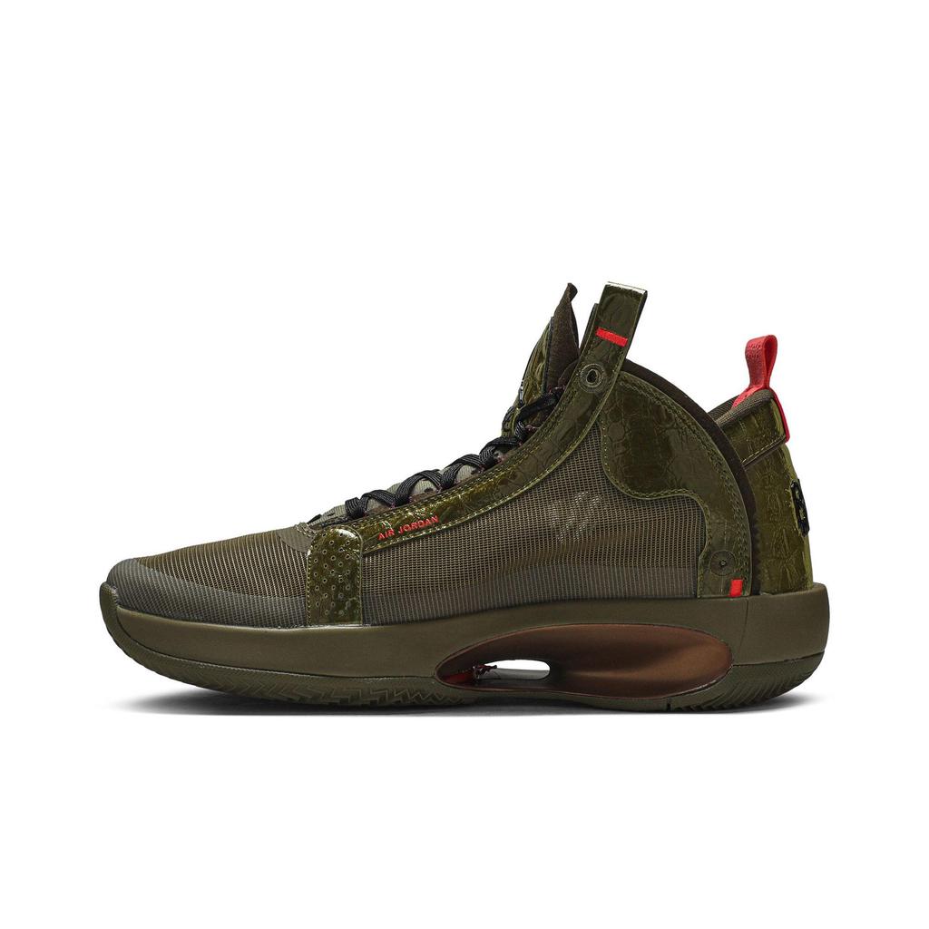 Zion Williamson Air Jordan 34 'Bayou Boys' (Unisex) Brown Kelp / Bright Crimson Basketball Shoes DA1897 300