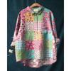 Summer Women's Loose Printed Round Neck Casual Plus Size Women's Long Sleeve T-shirt