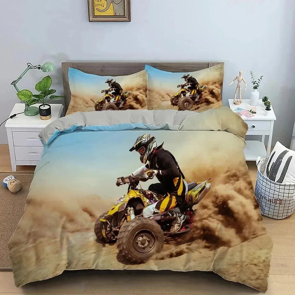 Comforter Motocross Off-Road Race Motorcycle Dirt Bike Rider Bedding Set Boys Girls Twin Queen Size Bed Kids