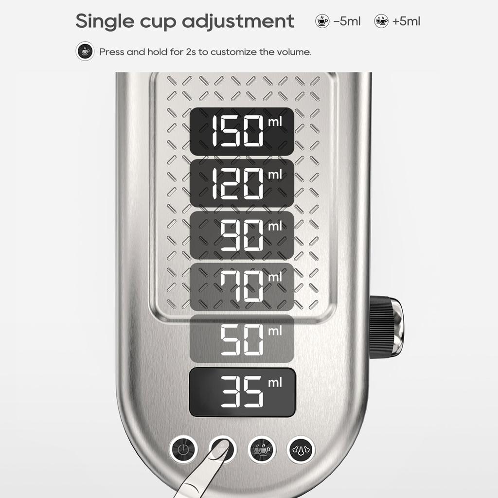 Semi automatic Coffee Machine Stainless Steel 20Bar Double Boiler Coffee Maker Steam Milk Frother with 10mm Steam Wand