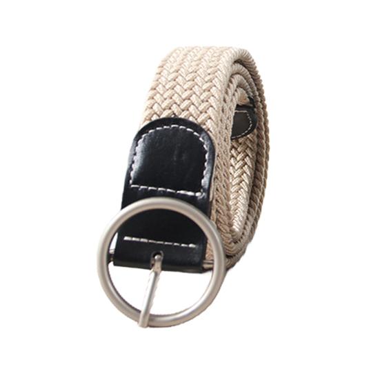 Women Canvas Jeans Belt No Punch-Free Design Wear-Resistant Braided Waistband Dress Shirt Tops Belt