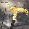 Bastón de Paseo Decorativo de Moda Cabeza de Lobo Dorado Mordiendo Bastón Elegante para Caballero Cosplay Pomo Báculo 92cm