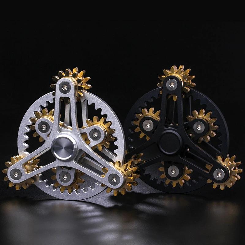 New Premium Mechanical Gear Linkage Metal Fidget Spinner Copper Edc Anti Stress Sensory Finger Gyro Toys For Adults Gifts
