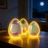 3Pcs Glowing Pearlescent Egg Decoration Battery Powered LED Light-up Egg Figurine Spring Easter Holiday Party Desktop Ornament