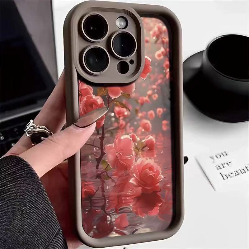 The new safflower is suitable for iphone16 mobile phone case Apple 15promax/14 Japan and Korea 13pro12 personality 11XR
