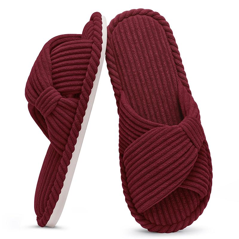 

Модные детские женские домашние тапочки из вельвета с перекрещенным бантом, уличные тапочки, модные тапочки с открытым носком, домашняя обувь слипоны с эффектом памяти для женщин 250