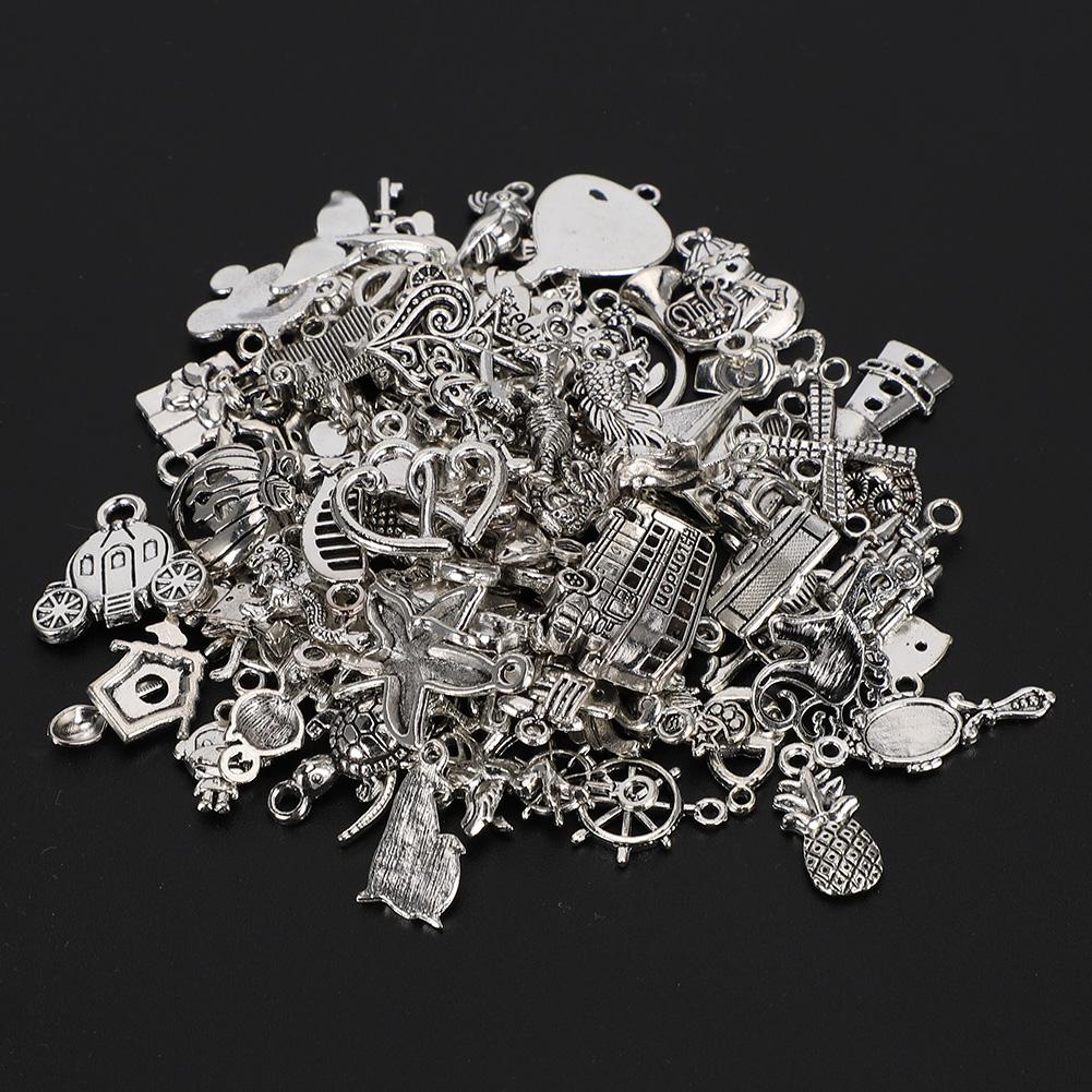 DIY Craft Pendant Accessories Deep Silver Cupronickel for Bracelet Making (100pcs styles)