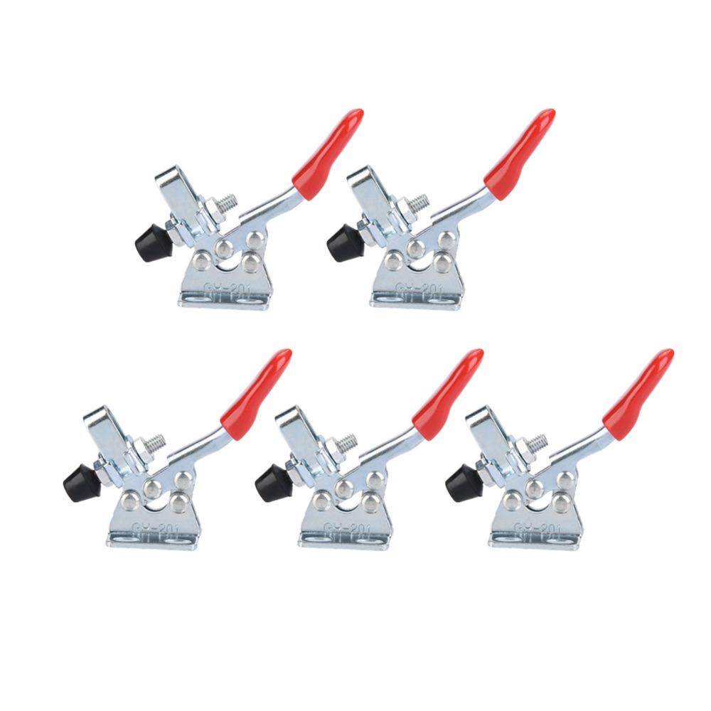 5 Pcs Silver Toggle Clamp Antislip Handle Vertical Type Clamp Quick Horizontal Clamp Hand Tool Use