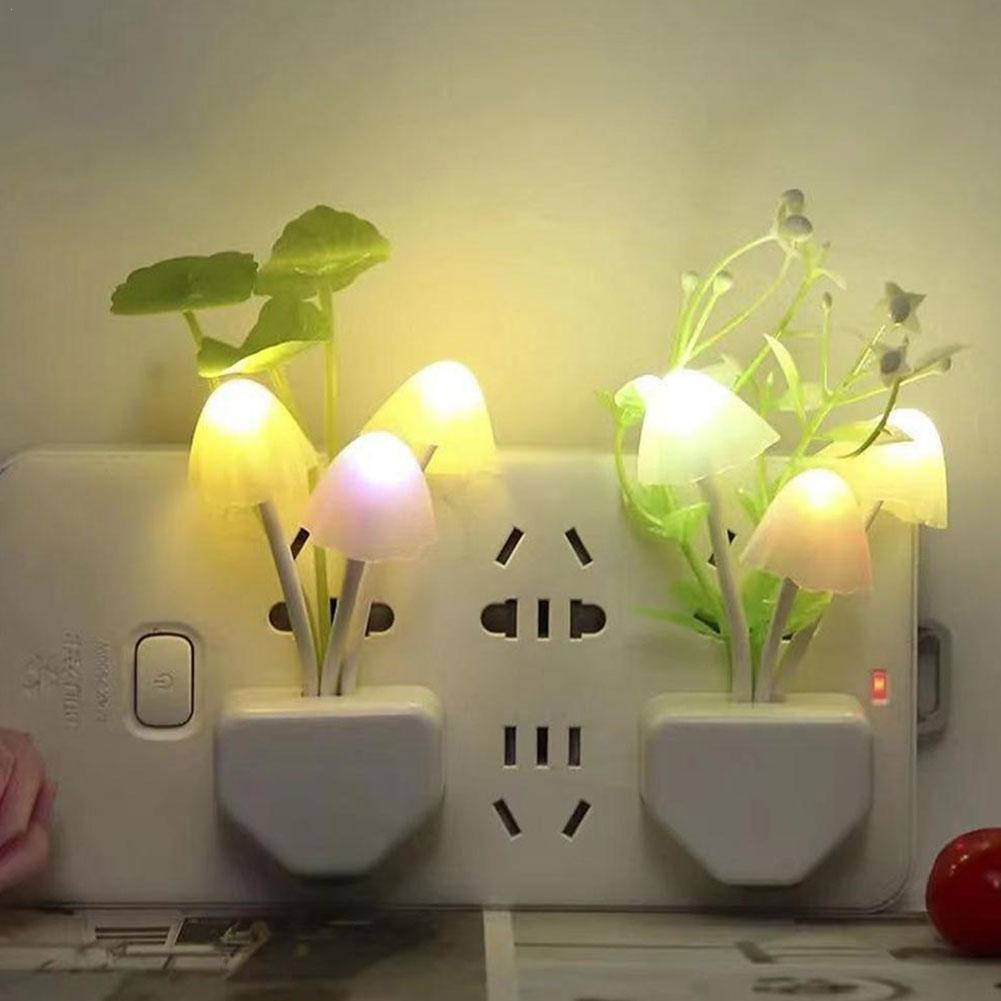 

Creative Lotus Leaf Mushroom Light Control Induction LED Lamp Novelty Bedroom Wall Decor Accessories білий
