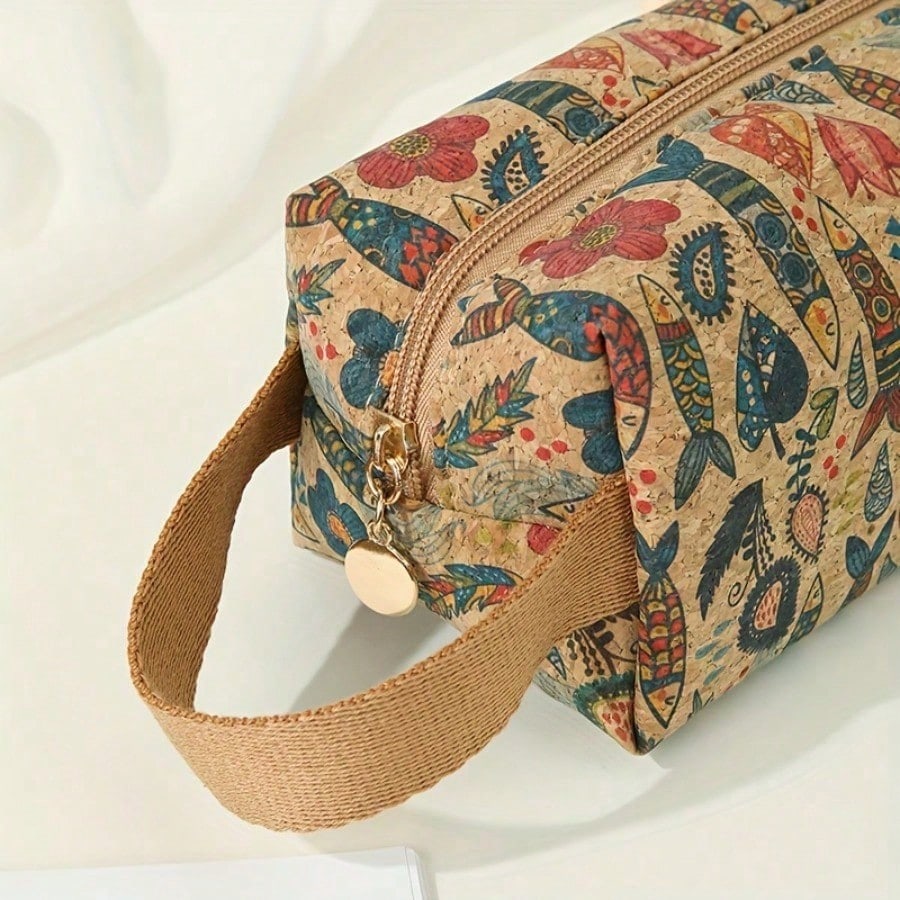 Large Capacity Makeup Organizer Bag with Floral Print - Elegant Cosmetic Case, Spacious Travel Toiletry Bag for Women & Men, Makeup Brushes, Lipsticks