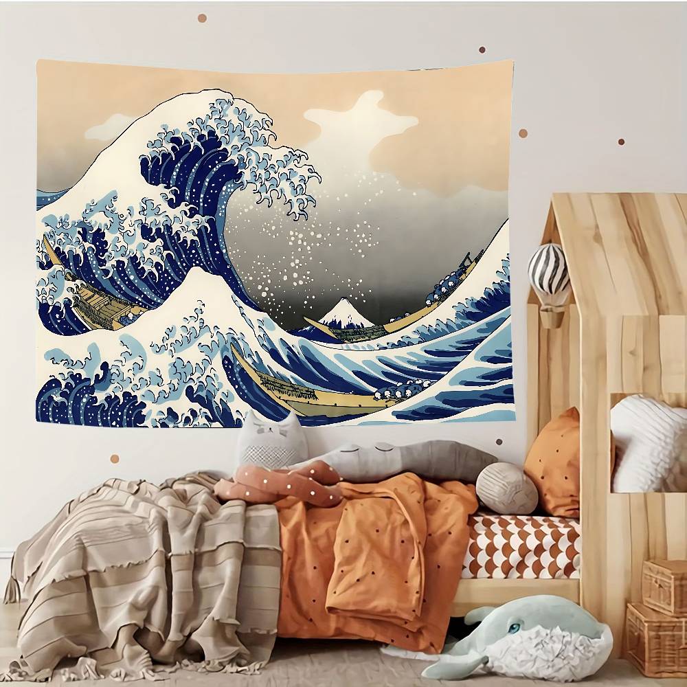 Japanese Art Kanagawa Customizable Tapestries Tapestries Of Various Styles, Anime-themed Wall Hangings, Celebrity Photo Printing