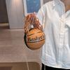 Personality Graffiti Round Ball Bag For Women  PU Leather Crossbody Acrylic Chain Handbags and Purses Female Basketball Bag