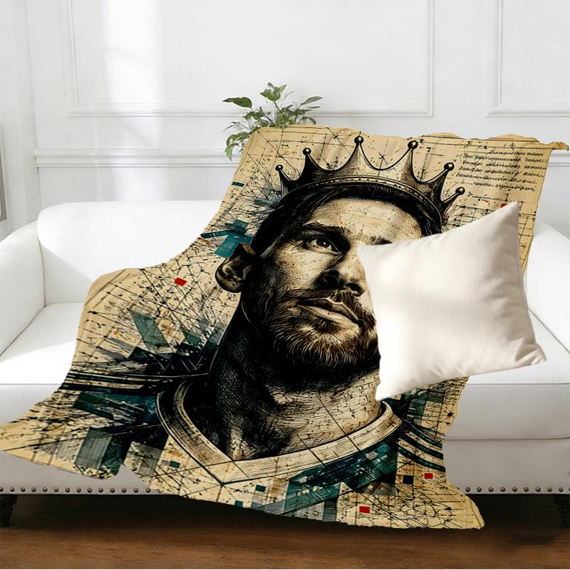 Coperta Stampata Lionel Messi - Morbida e Confortevole, per Camera da Letto, Viaggio, Divano, Decorazione Casa - Regalo di Compleanno Natale per Amico