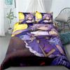 Luxury New 3D Print Keqing Bedding Set Genshin Impact Game Bed Linen Quilt Soft Duvet Cover Sets Home Room Decor Purple