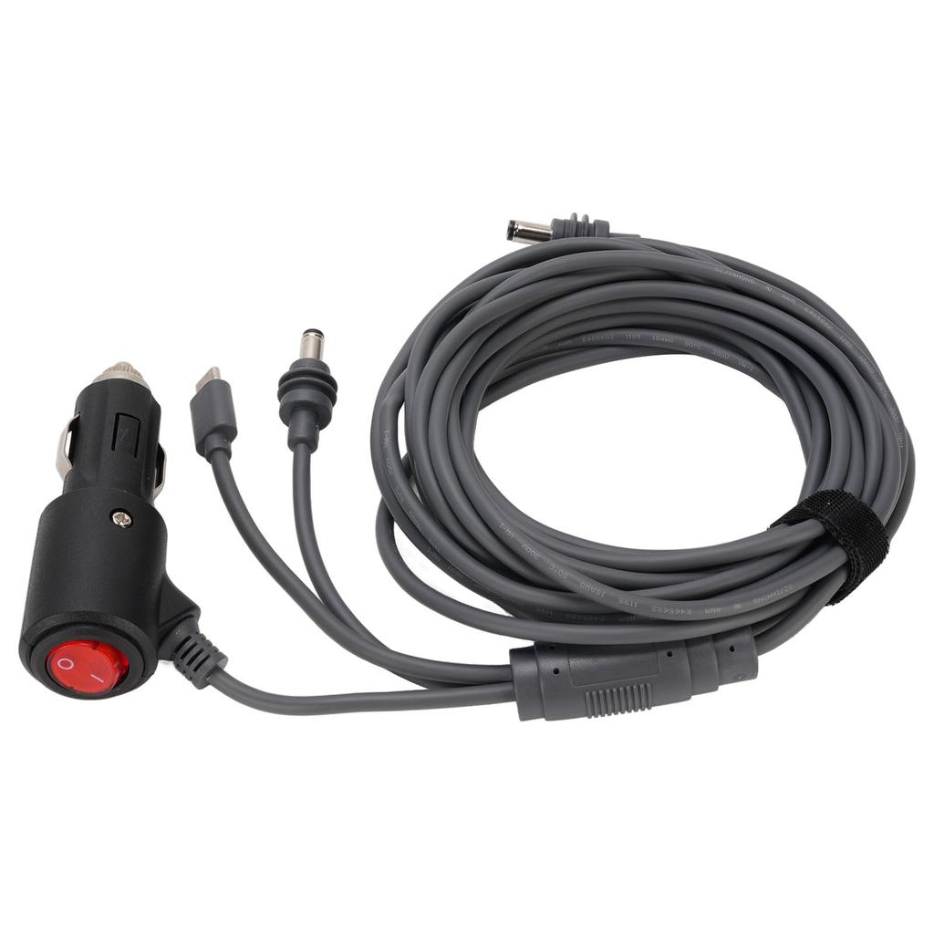 Satellite 3 in 1 Power Cable Rain Proof USB C 12 to 20V Cigarette Lighter DC Male Extension Power Cord for Disc Antenna