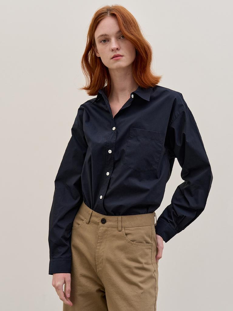 Haebeuaenhaebeu Standard Cotton Shirt_Navy