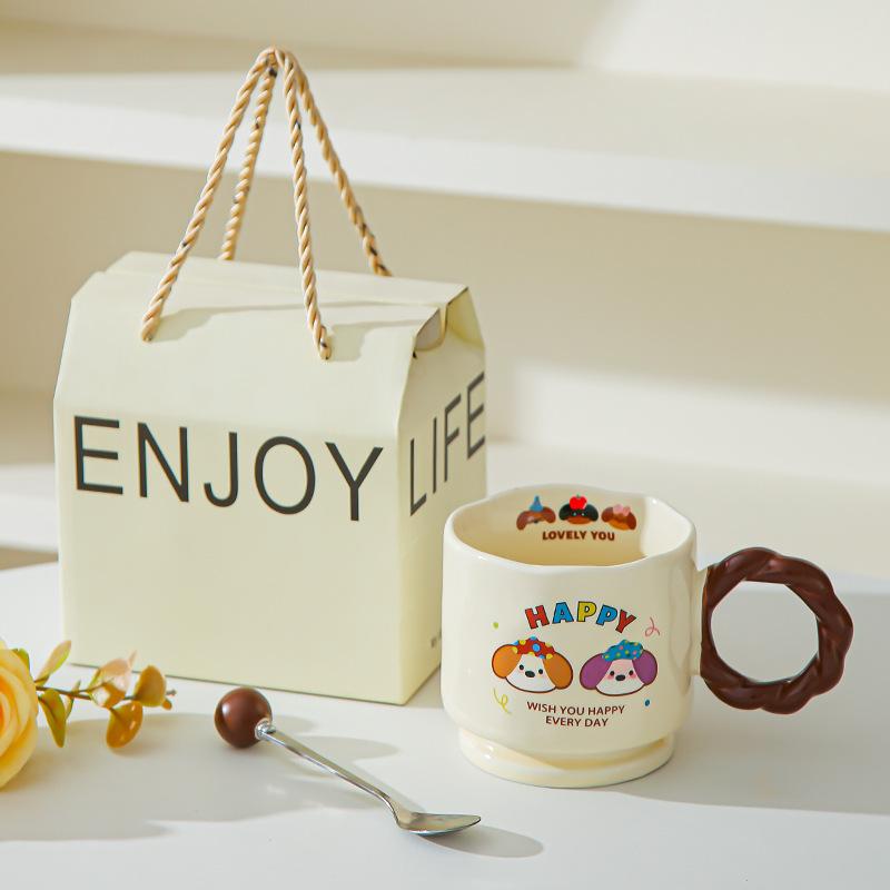 Creative cute cartoon sausage cup ceramic cup high value mug couple cup household drinking cup
