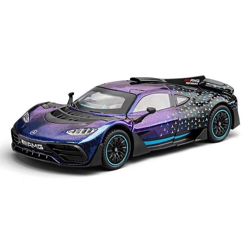 

1/24 Модель автомобіля з литого металу Mercedes Benz AMG ONE Іграшка Звук і світло Колекційний подарунок 1/24-Size:21*9*5.5cm фіолетовий