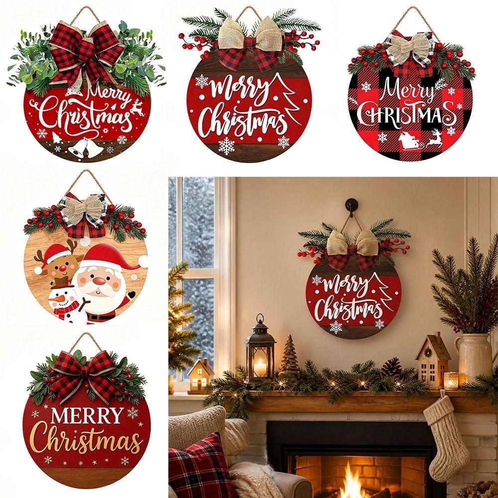 Wood Wooden Christmas Sign Hanging Christmas Hanging Ornament Christmas Door Sign Door Decoration
