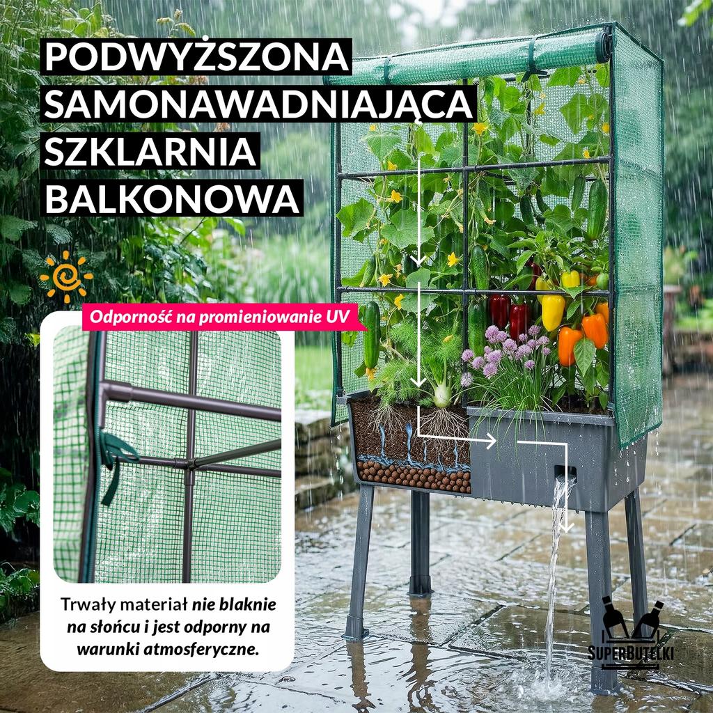 Balcony greenhouse 80x40x163 cm with foil