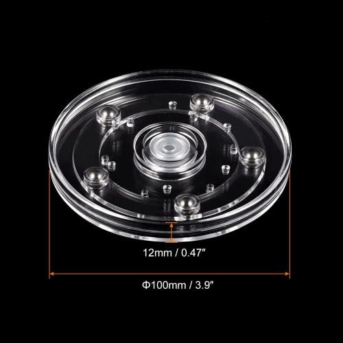 uxcell Turntable Holder, Display Rotating Stand with Steel Ball Bearings, Lazy Susan for Kitchen Corner Cabinets, 100mm, Clear, Pack of 2